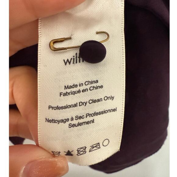 Aritzia Wilfred Silk Cypres Short Sleeve Keyhole Back Blouse Purple Small - Picture 4 of 5